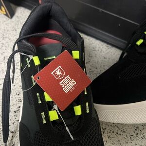 Stacy Adams Black and Neon Green Sneakers